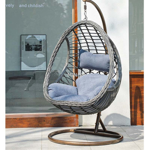 Outdoor Patio Hanging Egg-shaped Rattan Swing Chair