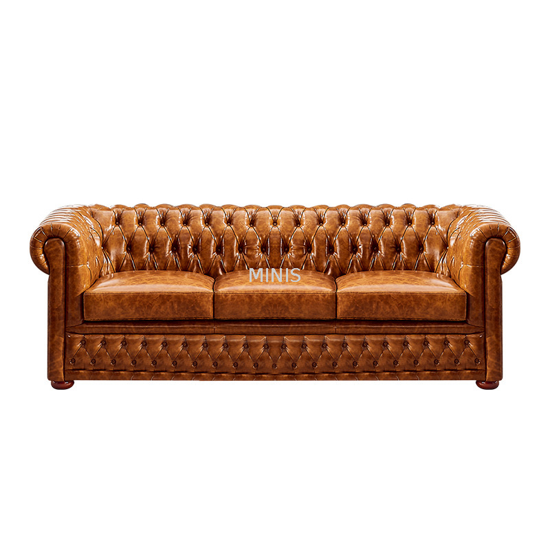 European Living Room Vintage Leather Comfortable Office sofa