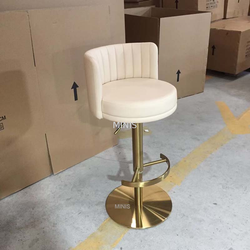 Pub Golden Metal Ajustable Black Velvet Fabric Bar Stool