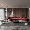 Living Room Couch Creative Curved Red Velvet Fabric Sofa