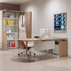Rectangle Round Wood Office Desk With Side Corner Table