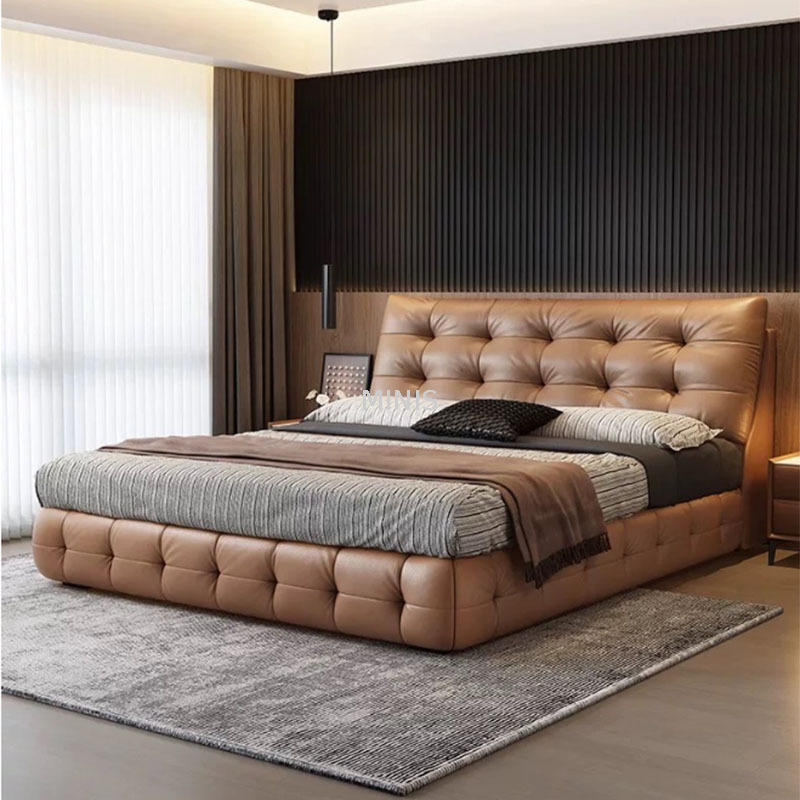 Bedroom Furniture Modern Comfortable Genuine Leather Bed