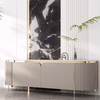 Living Room Elegant Floor Cabinet Grey Gold TV Stand
