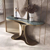Entryway Modern Stylish Marble Small Slim Gold Console Table