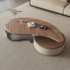 Living Room Wood Beige Leaf-shaped Coffee Table With Drawers