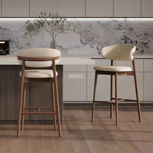 Pub Dining Furniture Wooden Beige Leather Party Bar Chair