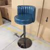 Pub Golden Metal Ajustable Black Velvet Fabric Bar Stool