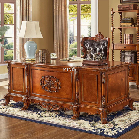 Executive Vintage Solid Wooden Office Desk For Wook Room