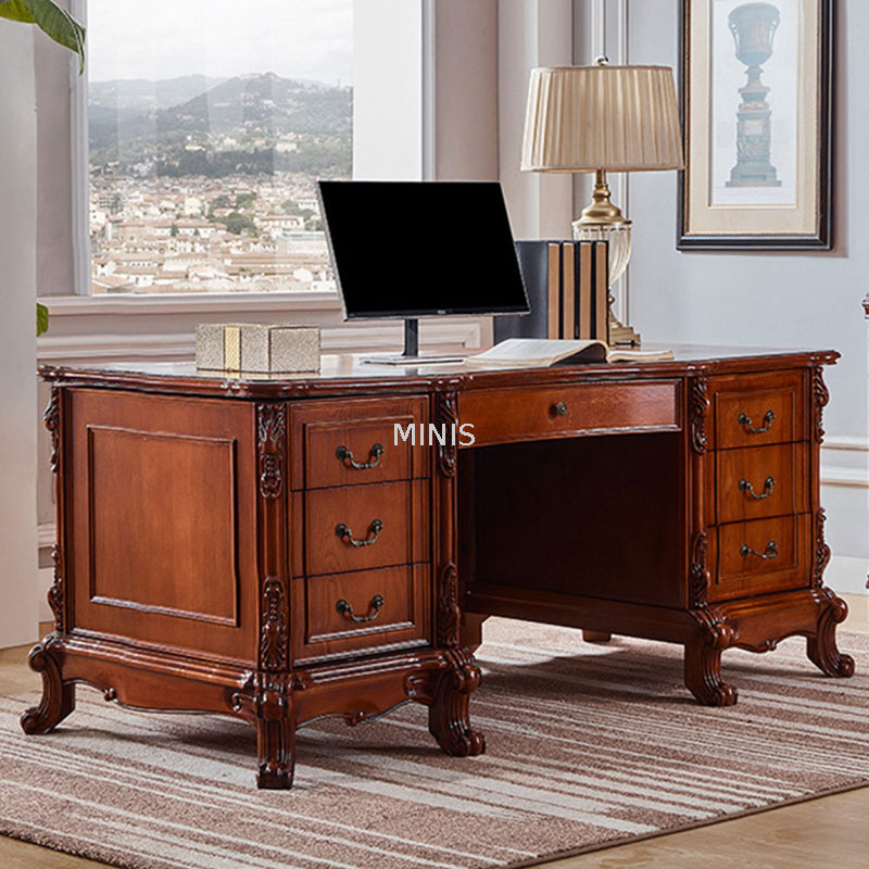Executive Vintage Solid Wooden Office Desk For Wook Room