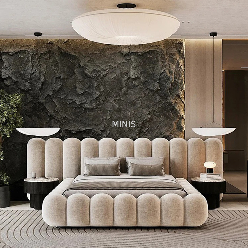 Chinese Good Quality Comfortable Luxurious Modern Beige Bed