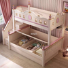 Girl Bedroom Pink Strong Wood Kid Bunk Bed With Drawers