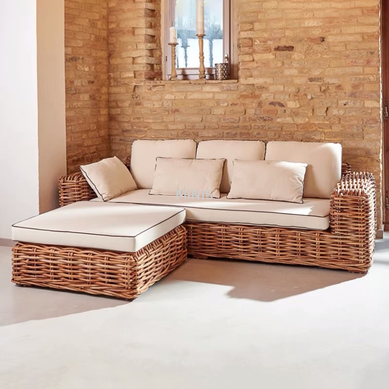 Outdoor Or Indoor Furniture Brown Rattan Beautiful Sofa 