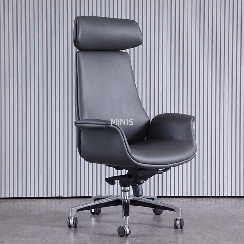 CEO Swivel Adjustable Big Strong Brown Leather Office Chair