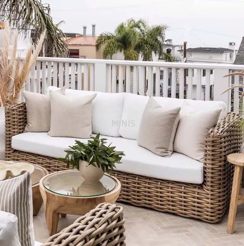 Ourdoor Quality Couch Garden Patio Brown Rattan Durable Sofa