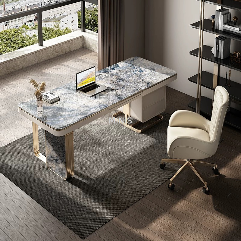 Office Room Table Furniture Nice Marble Work Desk With USB
