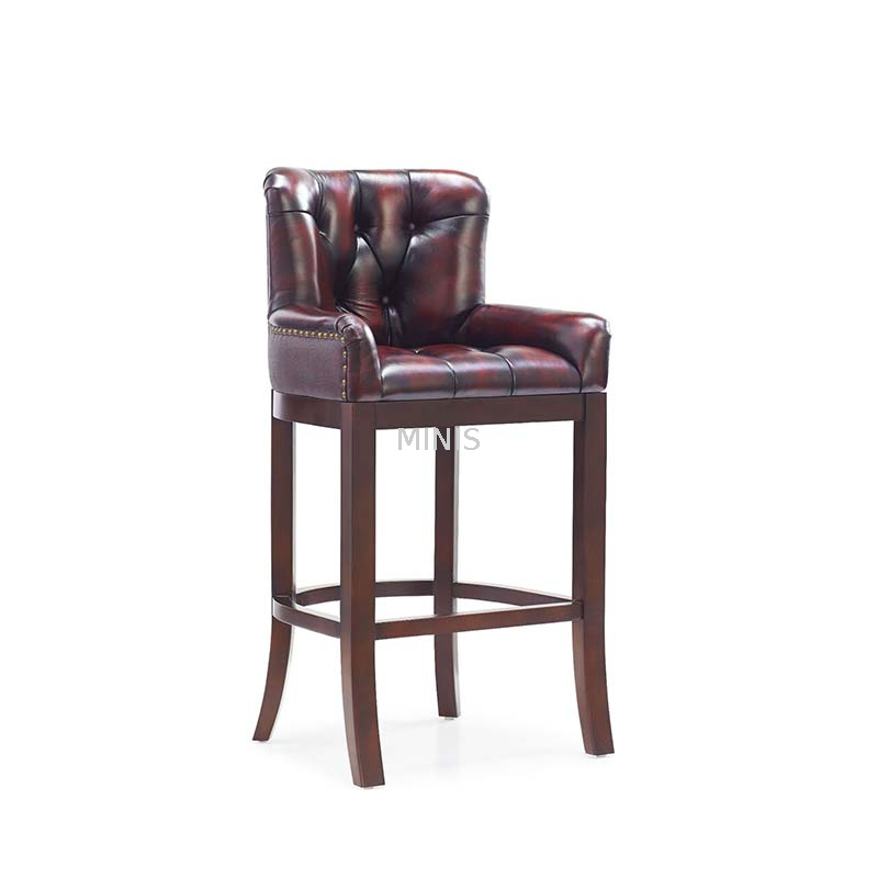 Hotel Restaurant Home High Leather Wood Pub Bar Chair