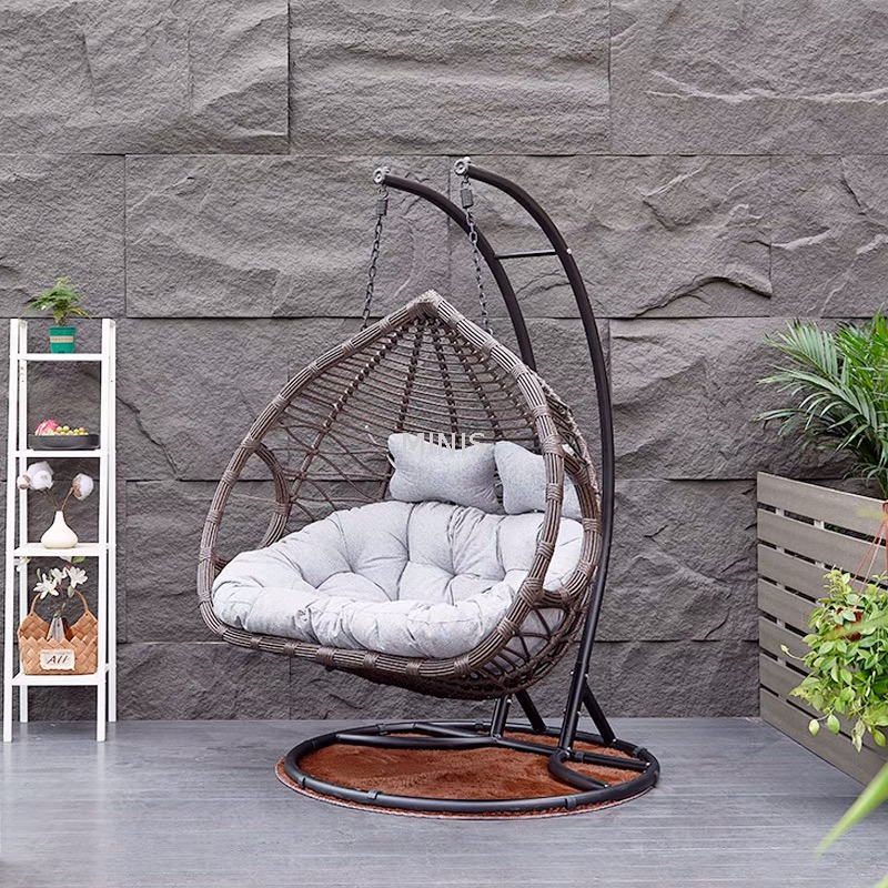 Outdoor Patio Hanging Egg-shaped Rattan Swing Chair