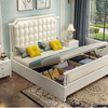 European Quality Durable Comforatable Wood White Leather Bed