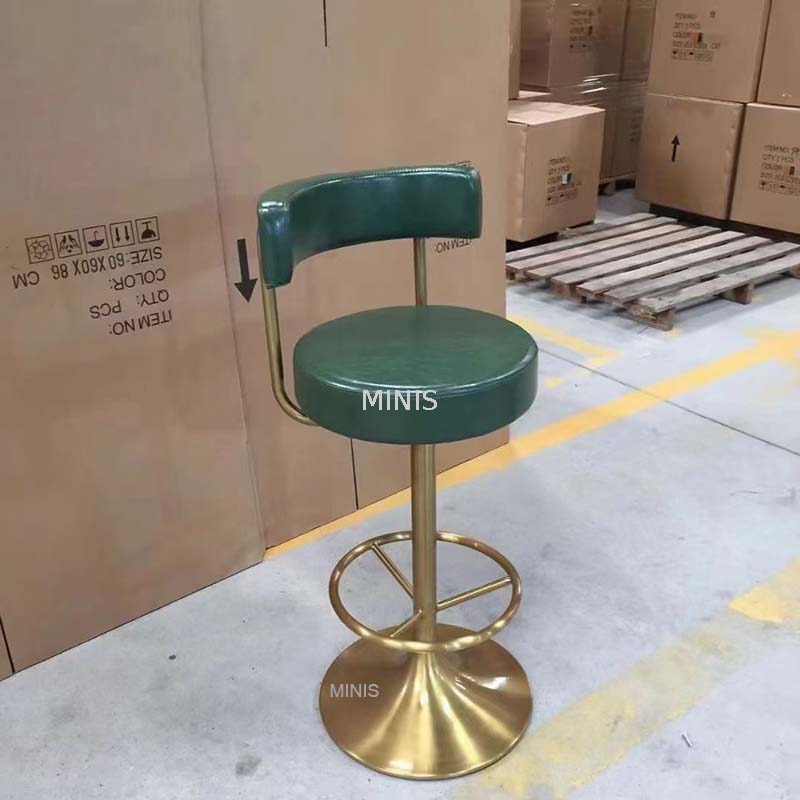 Pub Golden Metal Ajustable Black Velvet Fabric Bar Stool