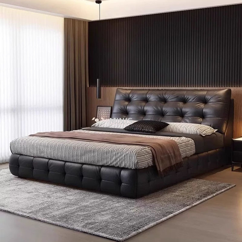 Bedroom Furniture Modern Comfortable Genuine Leather Bed