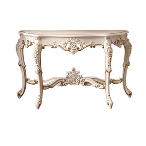 French Hallway White Gold Wood Decoration Console Table