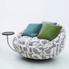 Living Room Big Round Swivel Fabric Sitting Chair With Table