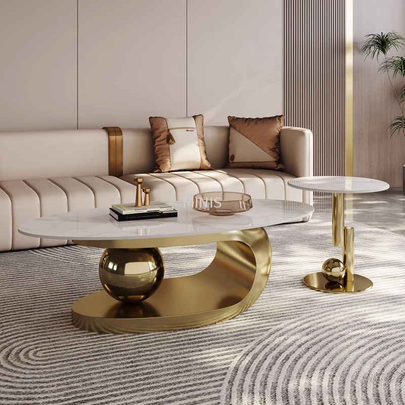 Living Room Marble Modern Oval Round Combined Coffee Tables 