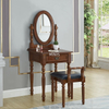 Bedroom Vintage Brown Wooden Dressing Table With Mirror
