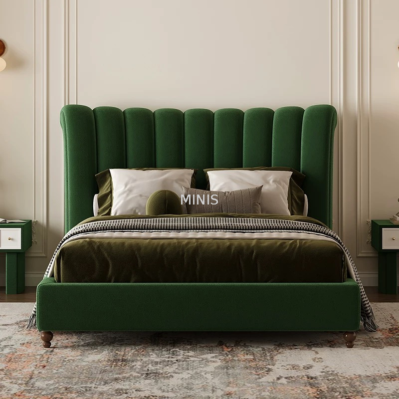 Bedroom Furniture Comfortable Black Velvet King/Queen Bed 