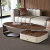 Living Room Wood Beige Leaf-shaped Coffee Table With Drawers