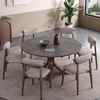 Modern Wood Leg Marble Top Dining Room Retractable Table