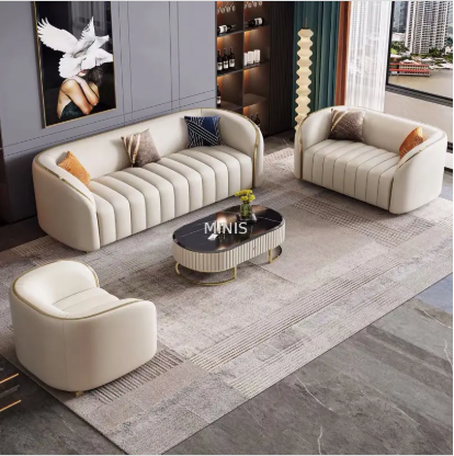 Modern Living Room White Leather Stylish 1+2+3seater sofas