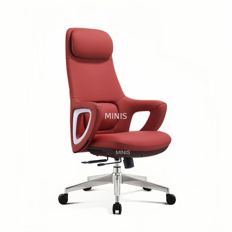 Ergonomic leather executive chair in a modern office